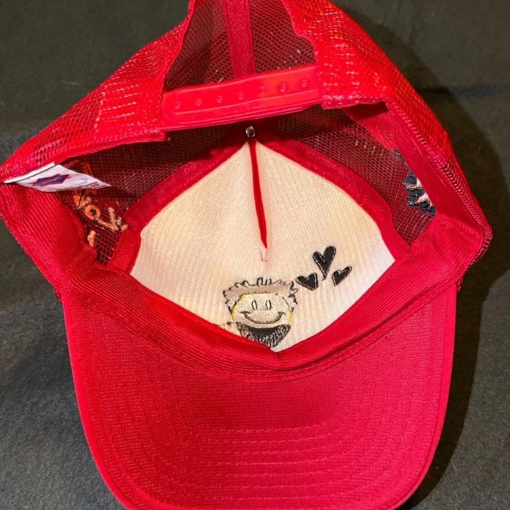 Rod Wave Red Trucker Hat Love 4 My Fans Smiley Face Snapback Nissin Cap Mens